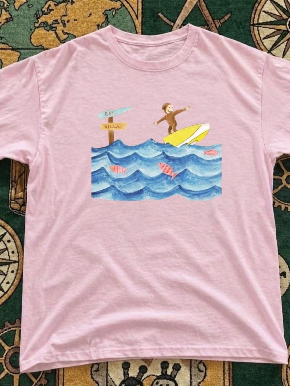 Gildan Light Pink Surfing Graphic Tee